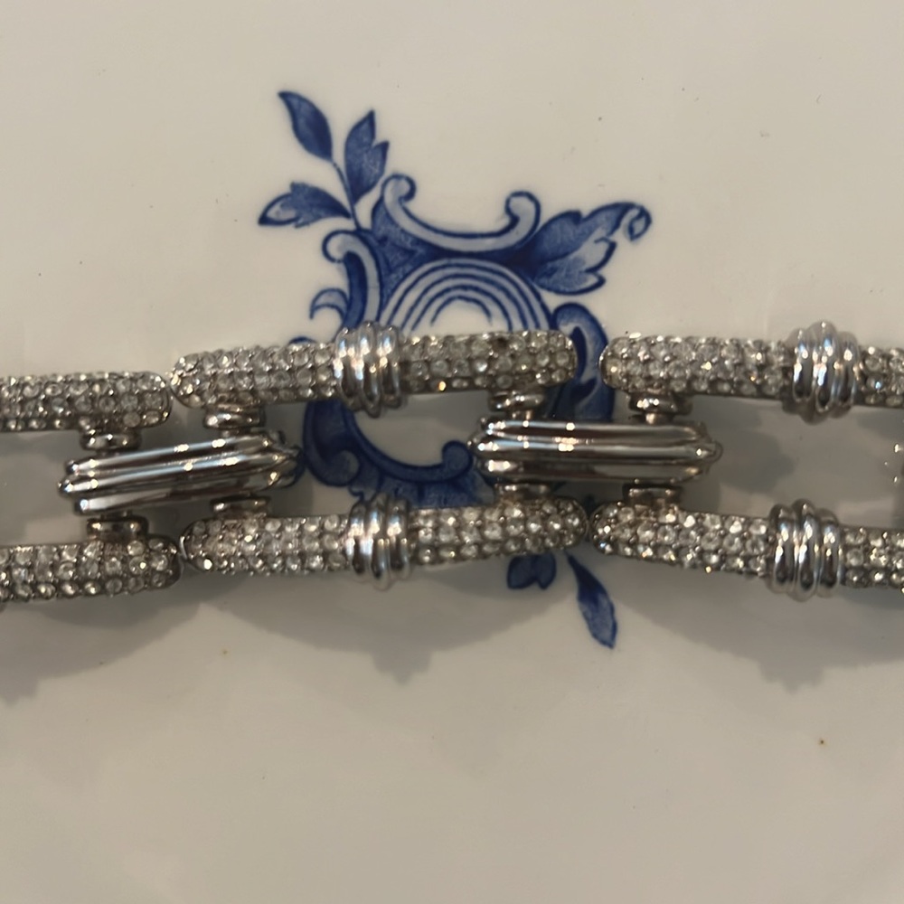 Christian Dior Vintage Chain Link Swarovski Crystal Bracelet - Picture 7 of 8